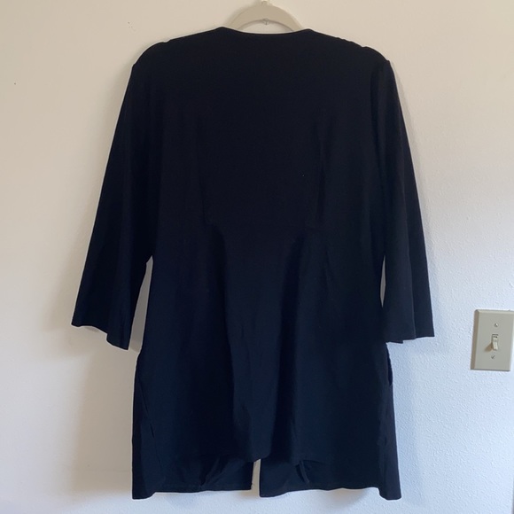 Eileen Fisher Button Front Stretch Tunic Cardigan Jacket Black - Picture 5 of 5
